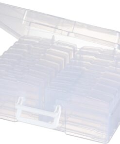 novelinks Transparent 4 x 6 Photo Organizers and Photo Storage Box with Handle. 16 Inner Photo Cases. Portable Picture Organizers & Photo Storage Containers (Clear)